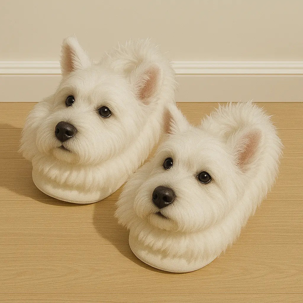 π Super Realistic Dog Plush Slippers β Feel Like Walking with Your Dog Every Step