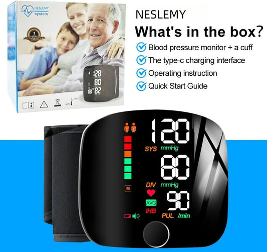 𝐀𝐮𝐭𝐨𝐦𝐚𝐭𝐢𝐜 𝐖𝐫𝐢𝐬𝐭 𝐁𝐏 𝐌𝐨𝐧𝐢𝐭𝐨𝐫™ - Clinically Accurate w/ Large Backlit Display, Adjustable Cuff, Voice Broadcast & Case