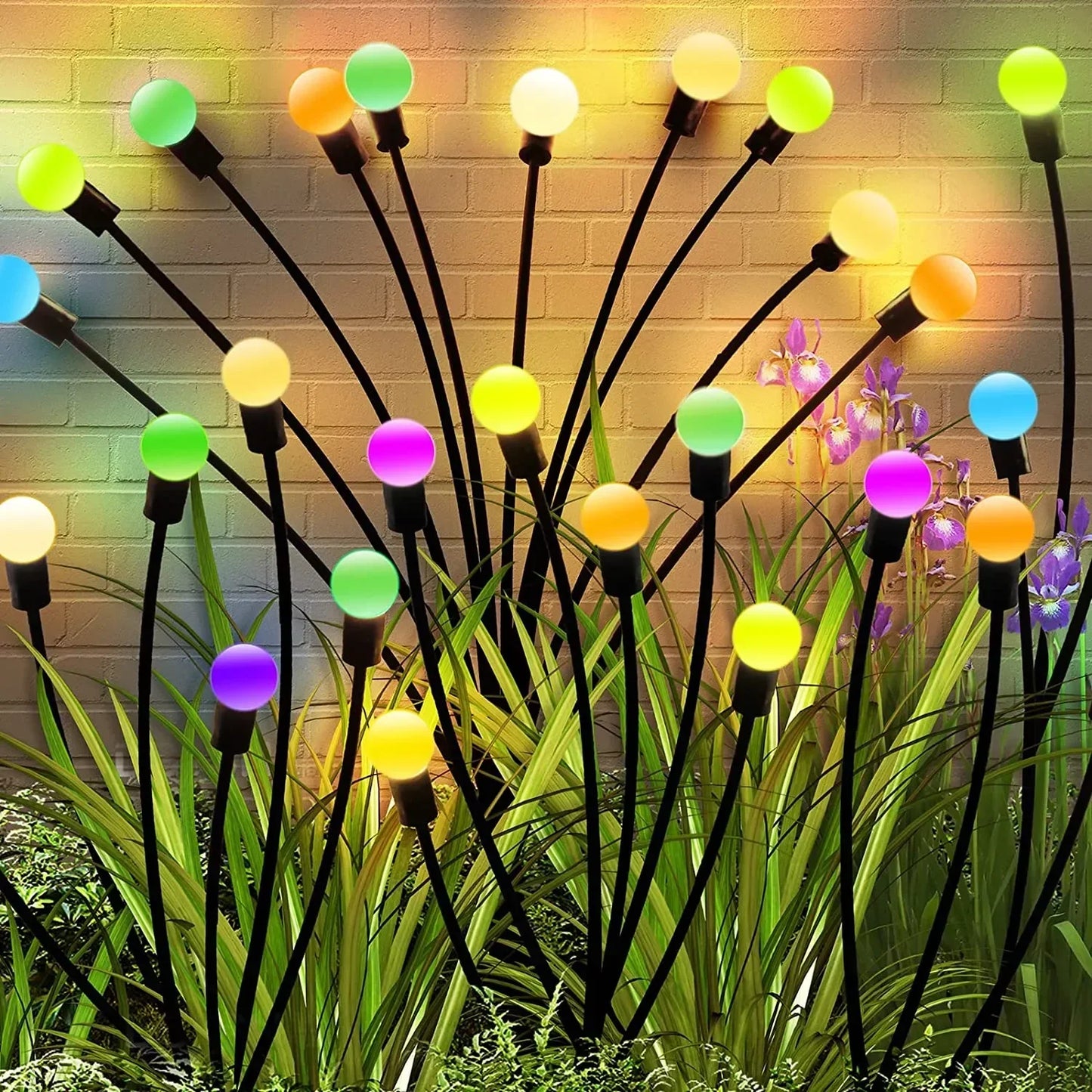 10 Outdoor Lights Solar Lawn Lamp Garden Lamp LED Wind-driven Firefly Ground Plug Lamp for Garden Lawn Landscape Holiday Light
