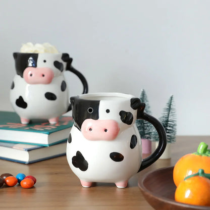 Funny Match with your Turtle Coaster | Cow Ceramic Mug 🐄  585ml/20oz – Coffee ☕, Milk 🥛 & Juice 🍹 Cup for Kids 👶, Breakfast 🍽️ & Christmas 🎁 Gift