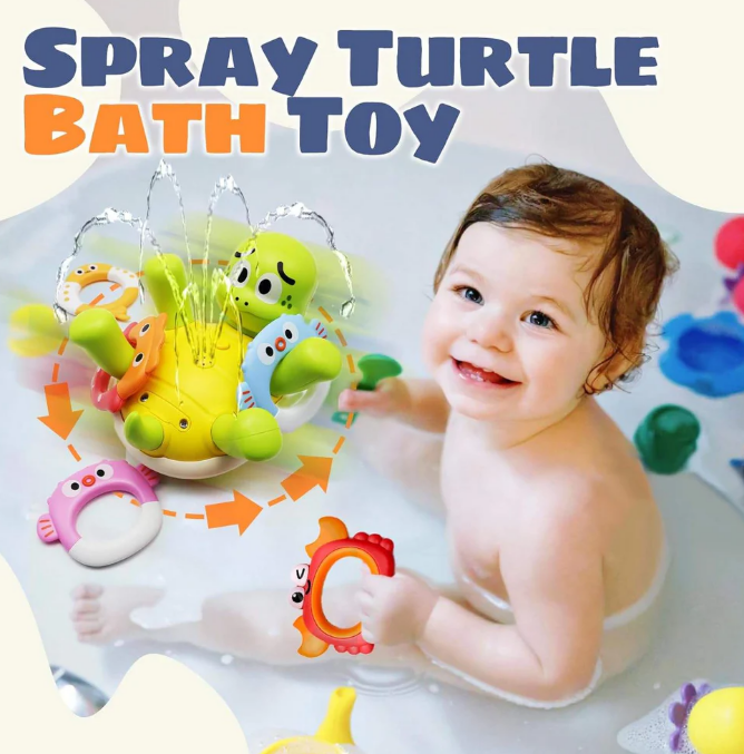 AquaSpin™ Swimming Turtle Bath Toy – Rechargeable Rotating Spray Baby Bath Toy, Cute Sensory Water Toy for Toddlers & Kids