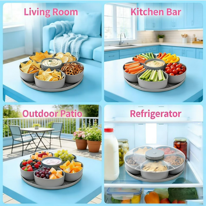 Smart Divided Spin and Snack Serving Tray (Multiple Uses)