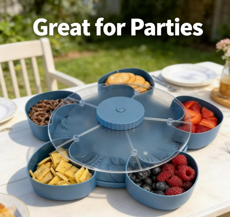 Smart Divided Spin and Snack Serving Tray (Multiple Uses)