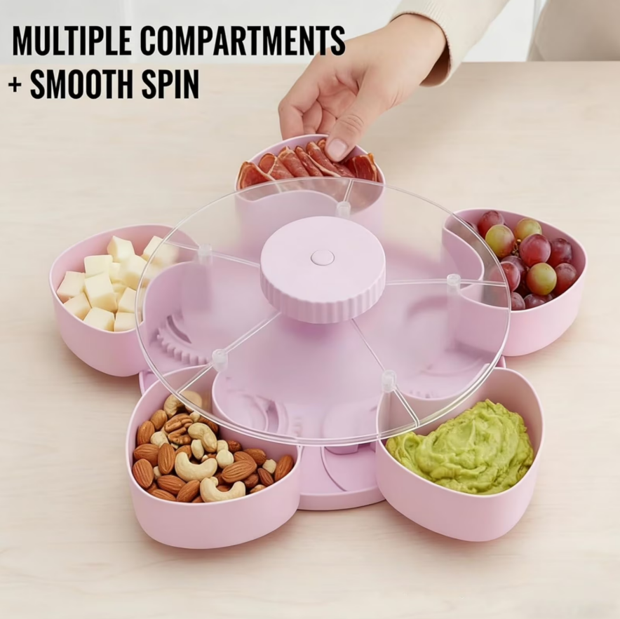 Smart Divided Spin and Snack Serving Tray (Multiple Uses)
