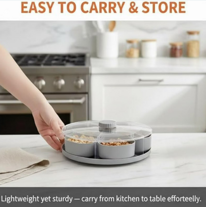 Smart Divided Spin and Snack Serving Tray (Multiple Uses)