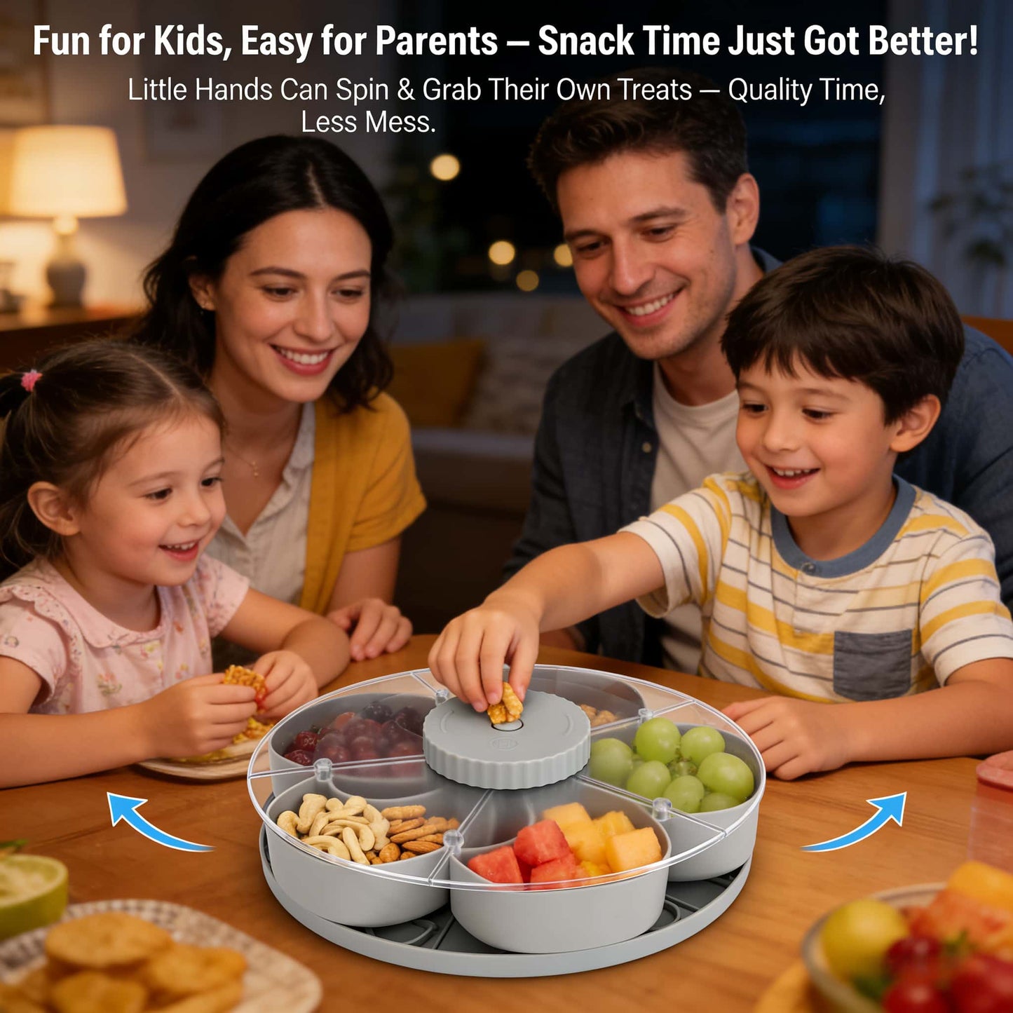 Smart Divided Spin and Snack Serving Tray (Multiple Uses)